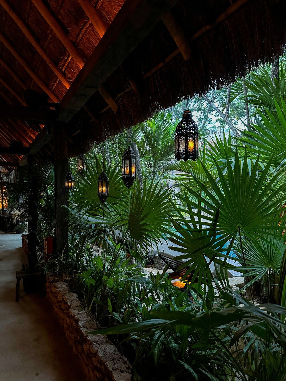 Hotel Bardo Tulum terrace and garden surrounded by tropical greenery